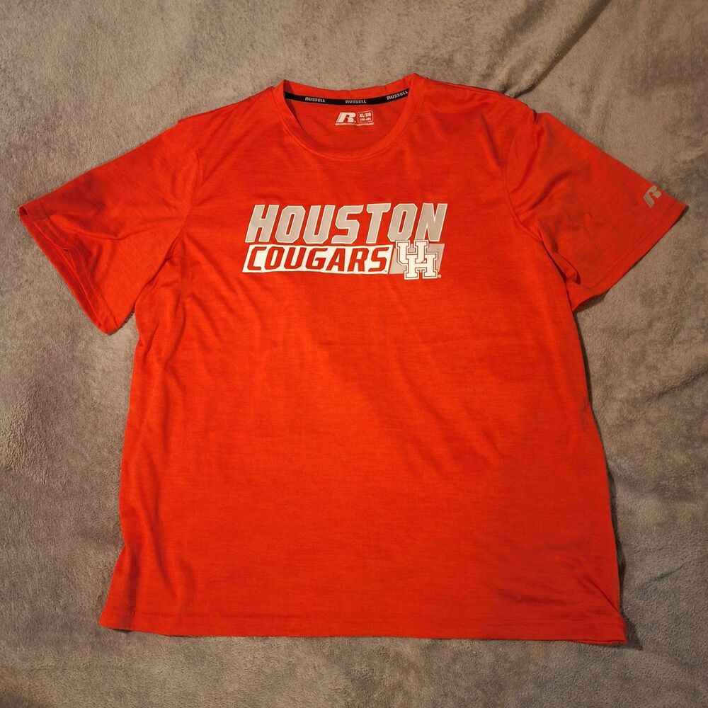 RUSSELL University of Houston Cougars Short Sleeve Shirt Men XL Excellent Condit